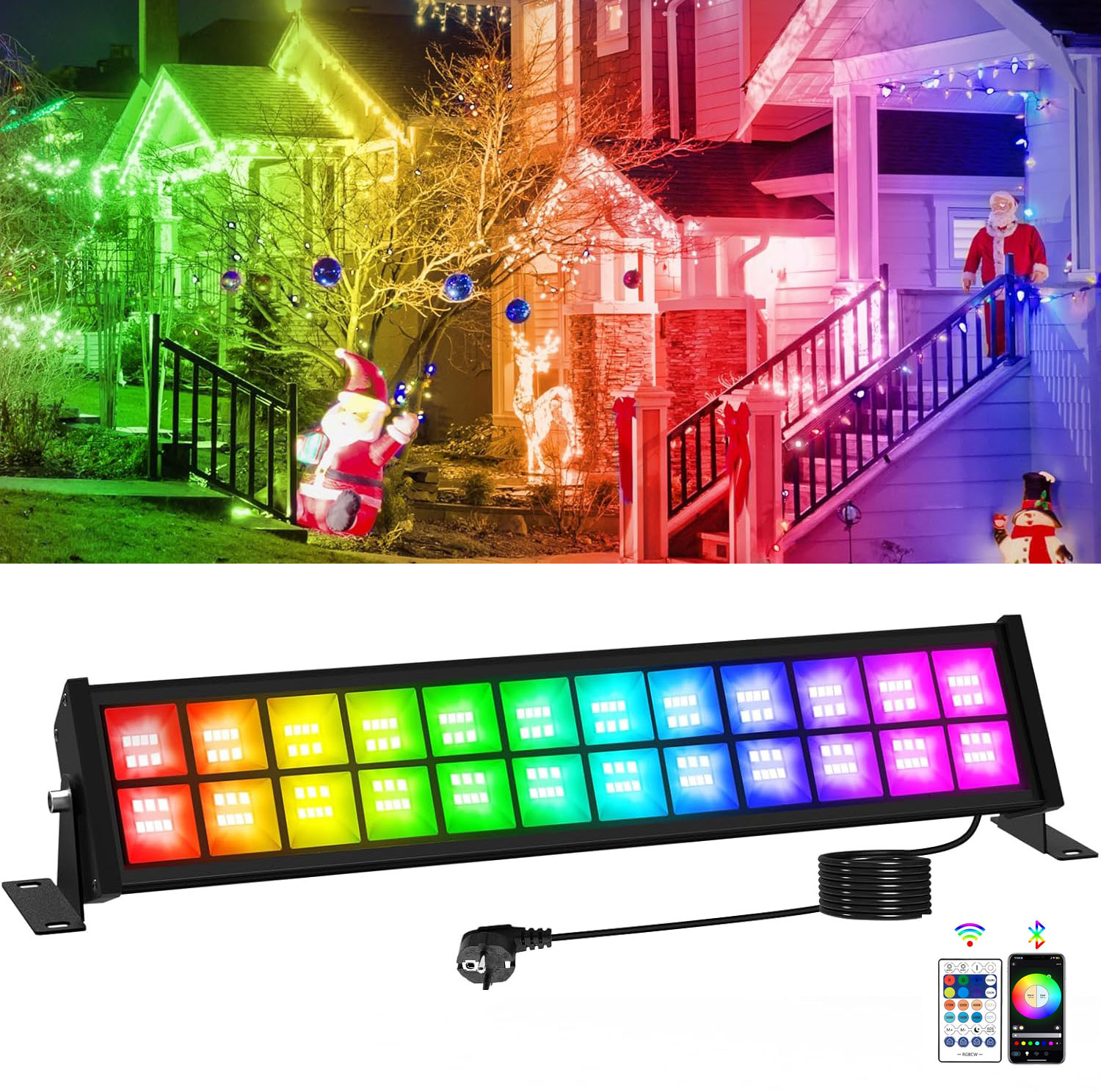 Outdoor Lighting Uk - 50/72W RGB LED Floodlight Bar With