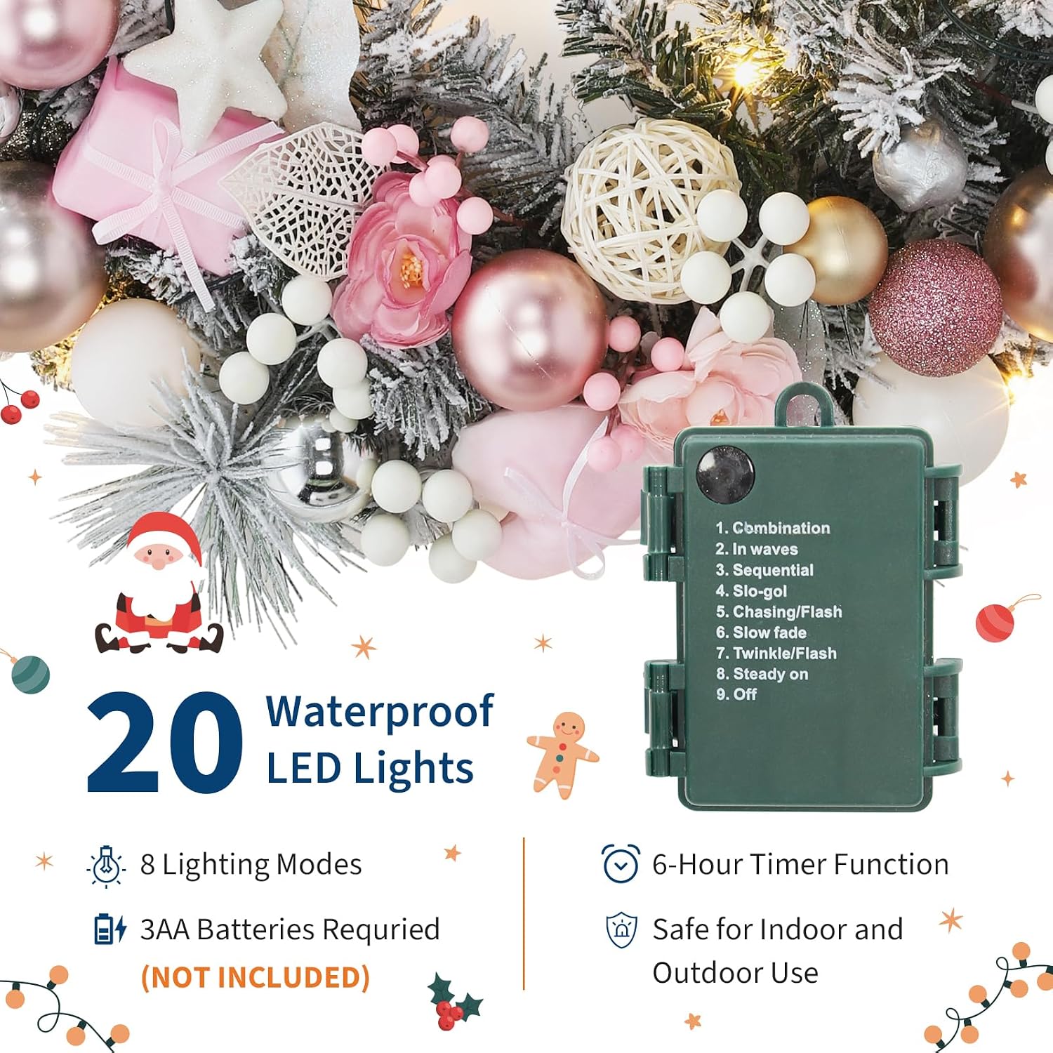 Garvee 24 INCH Christmas Wreat - Outdoor Lighting Effects recension och pris