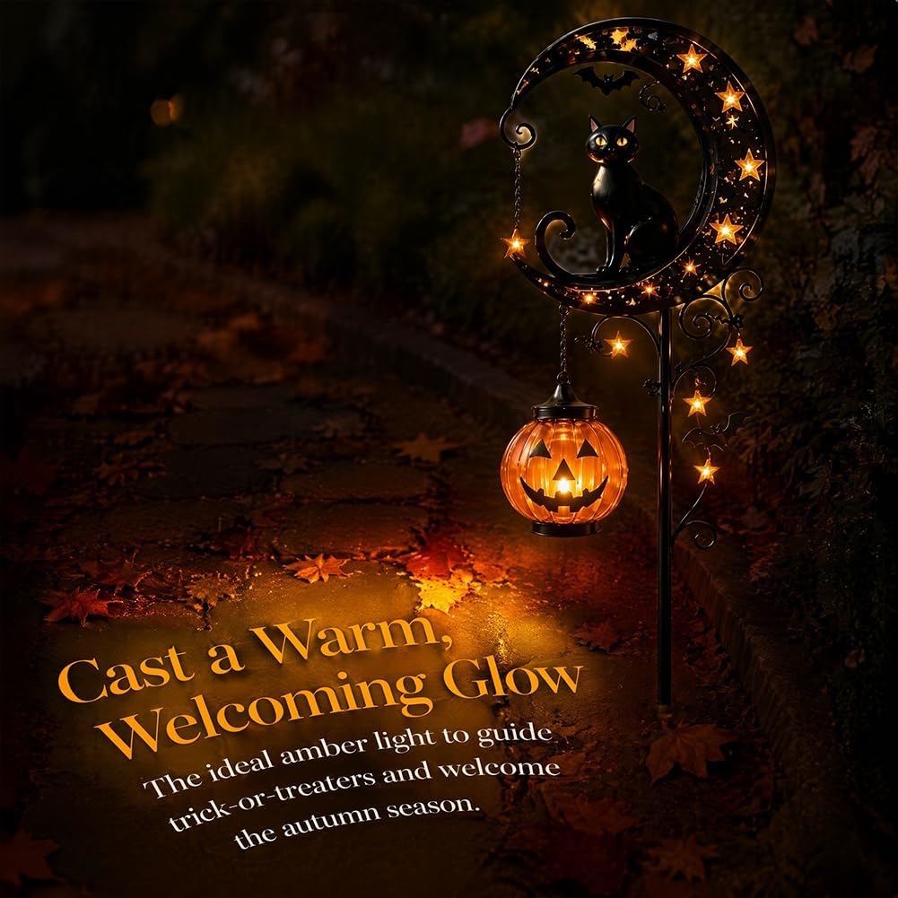 Solar Halloween Black Cat & Pu - Outdoor Lighting Black recension och pris